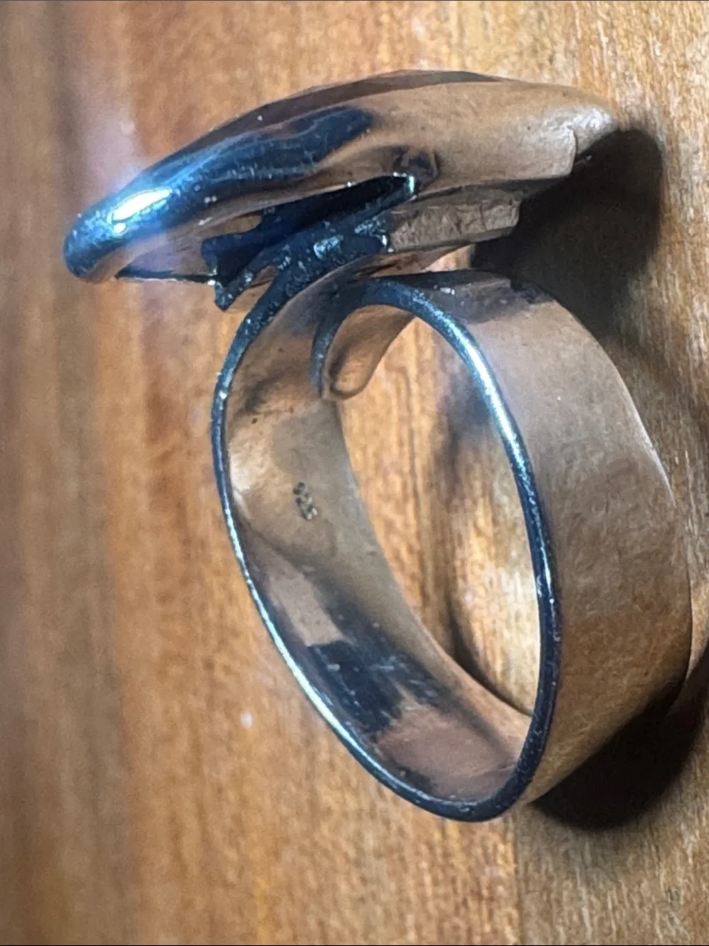 Sterling Silver Ring with Faceted black Teardrop Stone